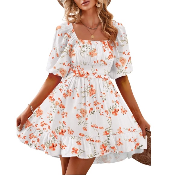 Dresses & Skirts - Puff Sleeve Square Neck Dress
